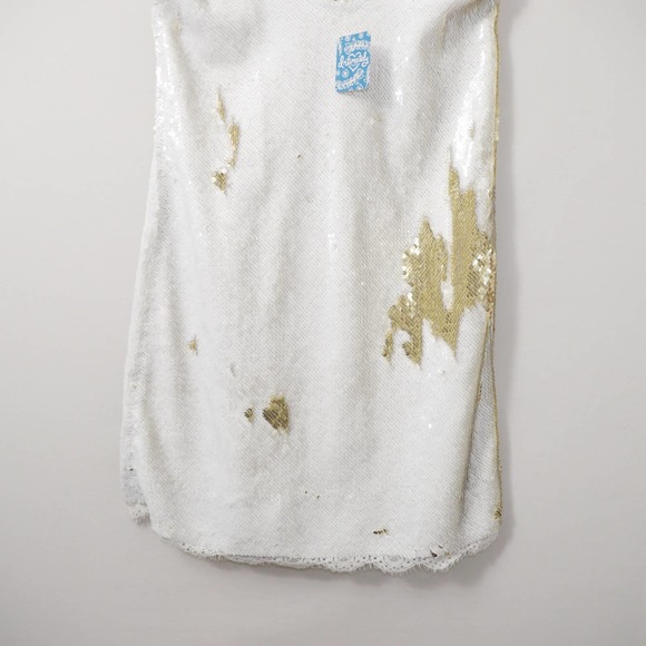 Free People Gold/ Ivory Seeing Double Sequin Dress Size S - Picture 6 of 15